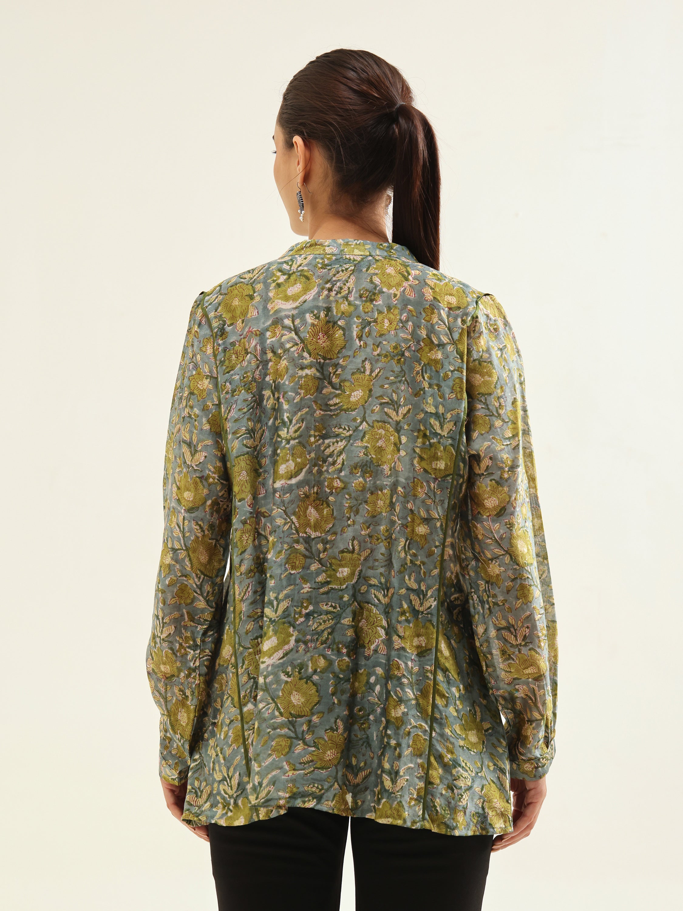 Mehendi Green Chanderi Shirt