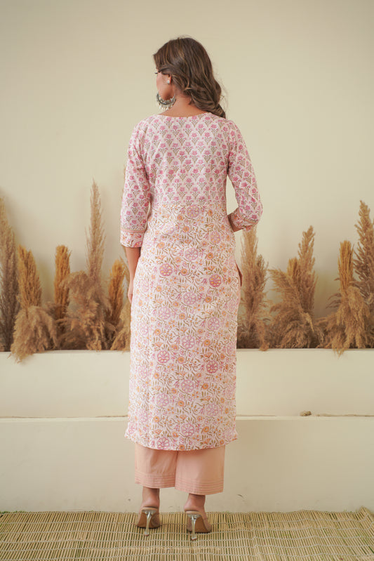 PEACH KURTA SET