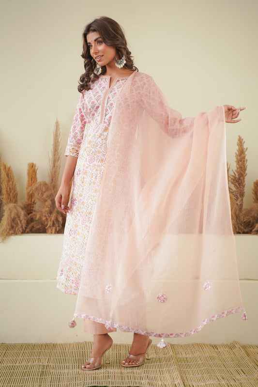 PEACH KURTA SET