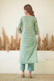 MINT GREEN FLORAL BLOCK PRINT KURTA
