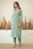 MINT GREEN FLORAL BLOCK PRINT KURTA