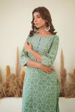 MINT GREEN FLORAL BLOCK PRINT KURTA
