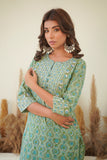 MINT GREEN FLORAL BLOCK PRINT KURTA