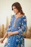 BLUE FLORAL BLOCK PRINT KURTA
