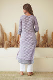 LAVENDER FLORAL BLOCK PRINT KURTA