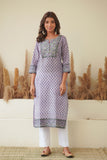 LAVENDER FLORAL BLOCK PRINT KURTA