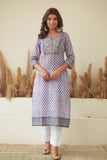 LAVENDER FLORAL BLOCK PRINT KURTA