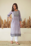 LAVENDER FLORAL BLOCK PRINT KURTA