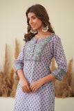 LAVENDER FLORAL BLOCK PRINT KURTA