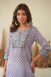 LAVENDER FLORAL BLOCK PRINT KURTA