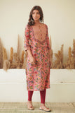 PEACH FLORAL BLOCK PRINT STRAIGHT KURTA