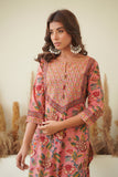 PEACH FLORAL BLOCK PRINT STRAIGHT KURTA