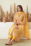Mustard Floral Block Print Princess Line Kurta Set