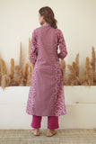 PURPLE PRINCESS CUT COLLARED KURTA
