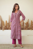 PURPLE PRINCESS CUT COLLARED KURTA