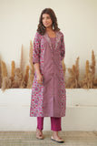 PURPLE PRINCESS CUT COLLARED KURTA