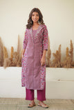 PURPLE PRINCESS CUT COLLARED KURTA
