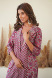 PURPLE PRINCESS CUT COLLARED KURTA