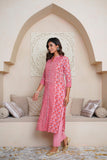PINK HAND BLOCK PRINTED PRINCESSS LINE KURTA
