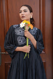 Black Chanderi Knee Lenght Dress