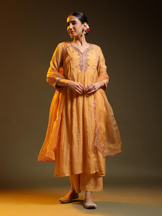 Yellow Festive Chanderi Suit