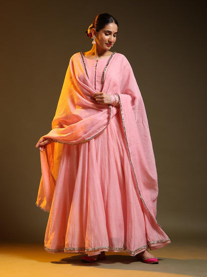 Pink Chanderi Anarkali
