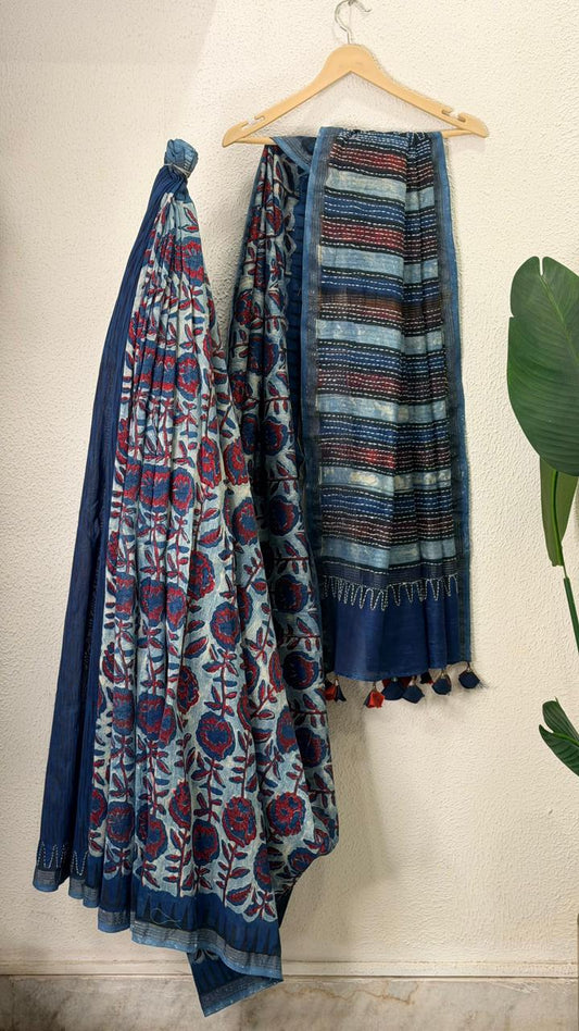 Dark Blue Chanderi Saree