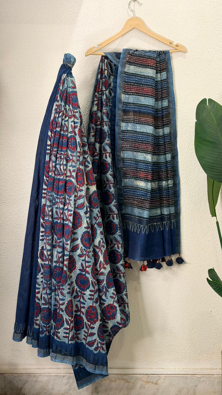 Dark Blue Chanderi Saree