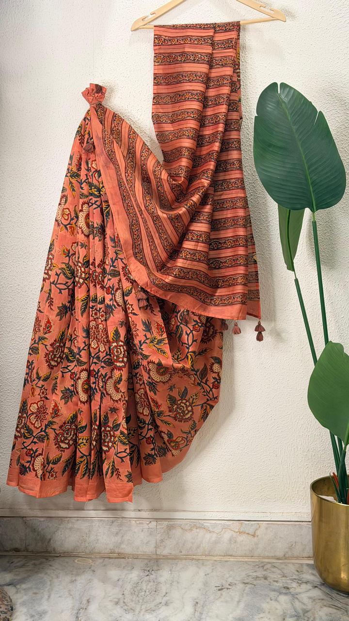 Orange Chanderi Saree