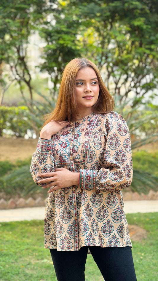 Beige Chanderi Shirt