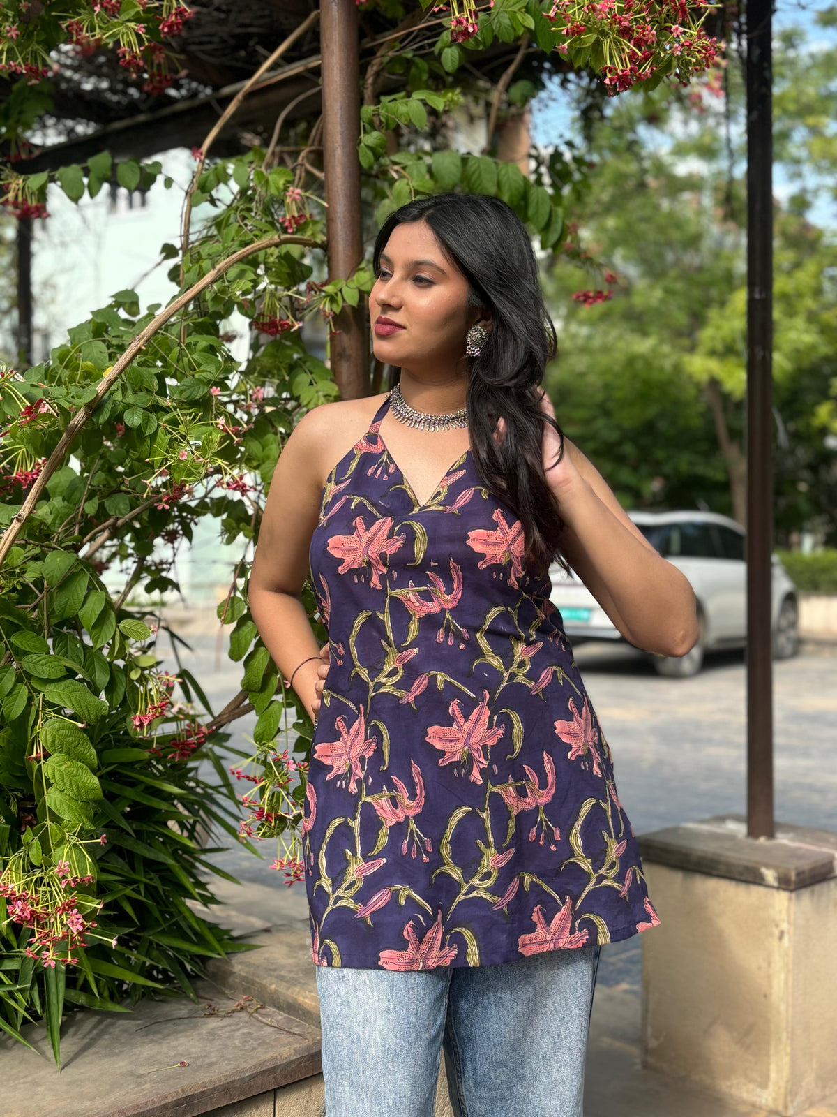 Purple Backless Short Kurti