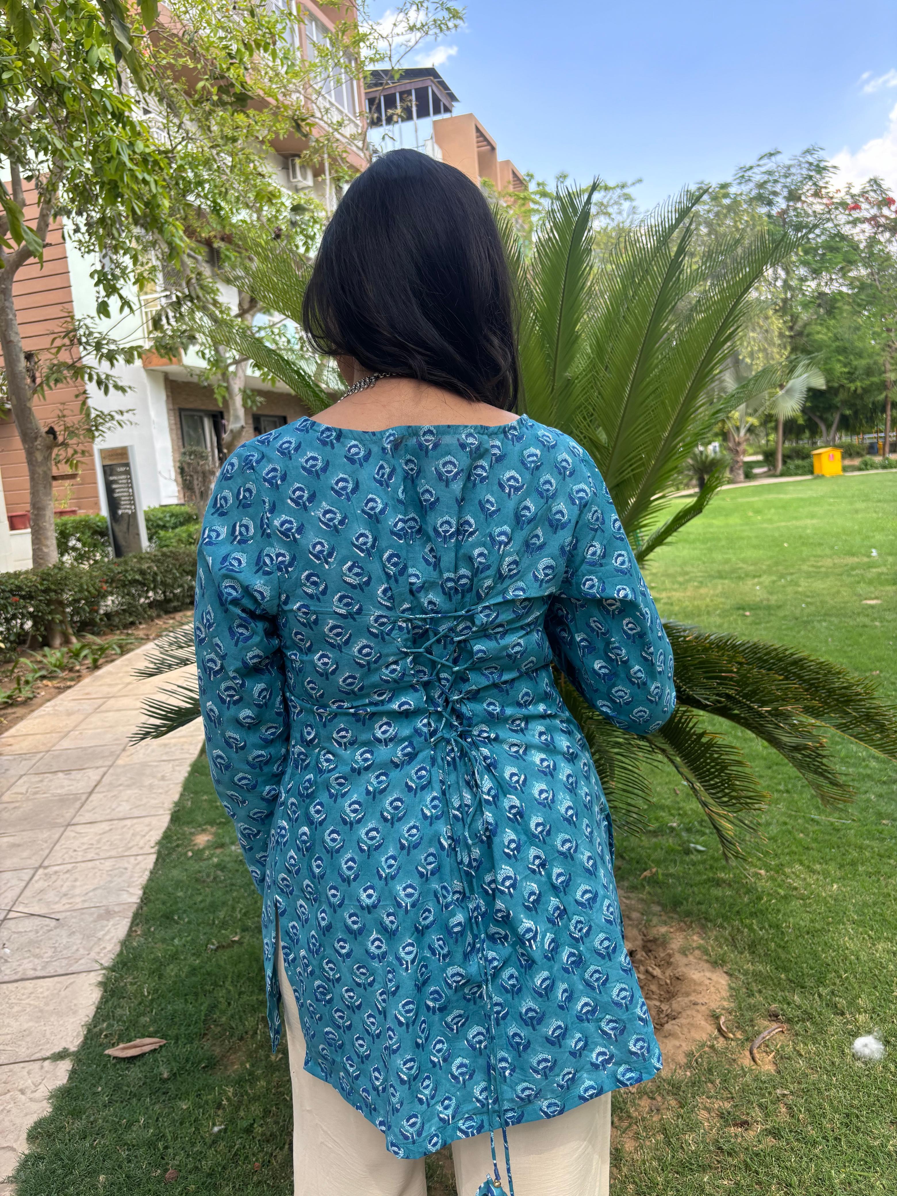Blue Corset Short Kurti