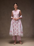 White-Pink Sleeve-Less Suit