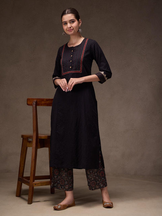 Black Soild Set (Black Ajrak)