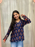 Dark Blue Chanderi Shirt
