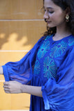 Dark Blue Chanderi Knee Length Frock