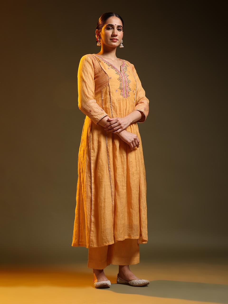 Yellow Festive Chanderi Suit