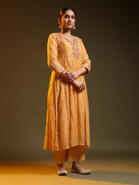 Yellow Festive Chanderi Suit