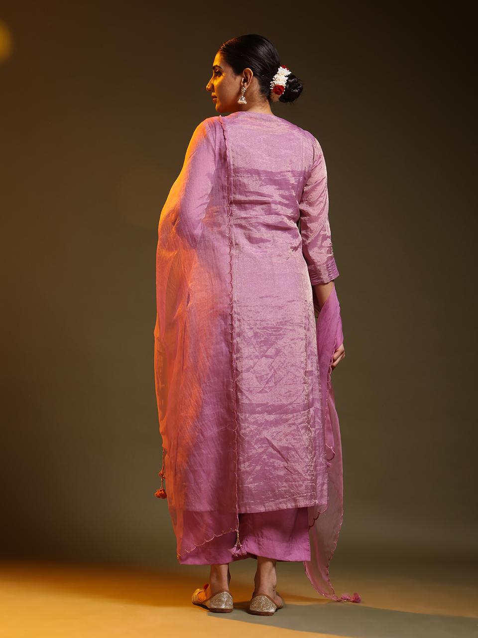 Pink Festive Chanderi Full Suit
