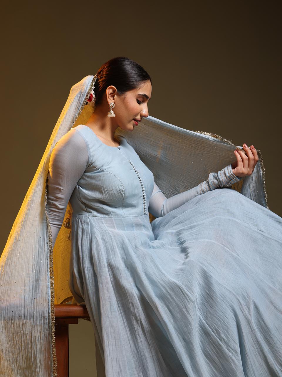 Sky-Blue Festive Anarkali