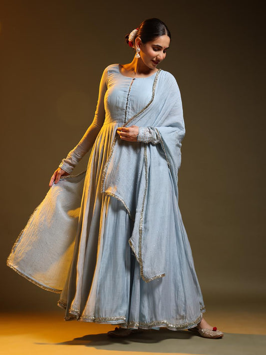 Sky-Blue Festive Anarkali