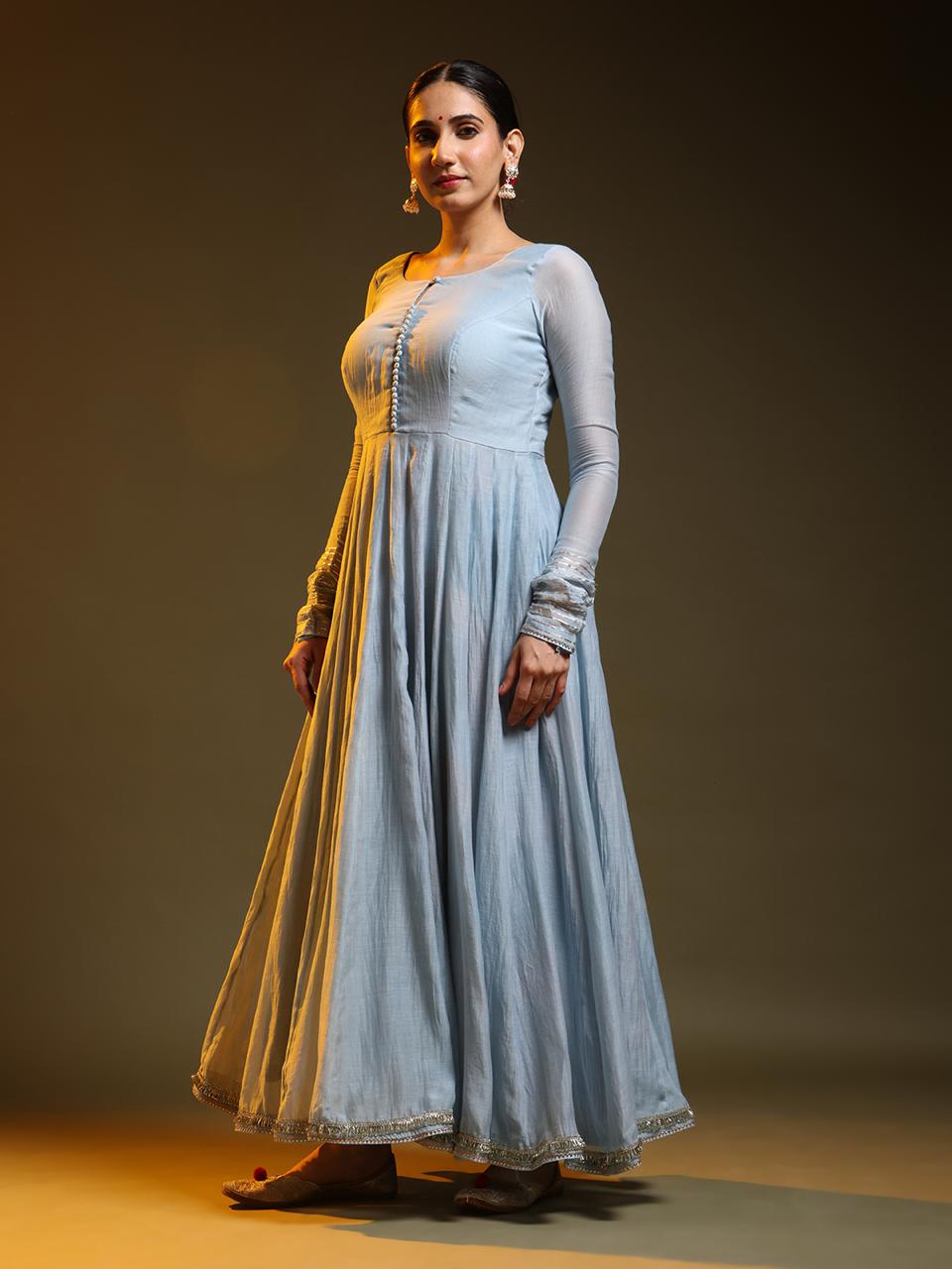 Sky-Blue Festive Anarkali