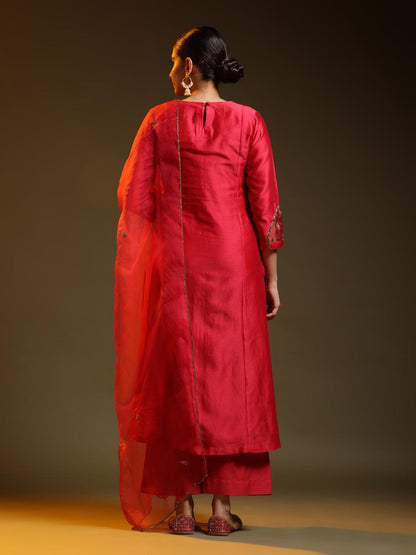 Red Festive Chanderi Suit