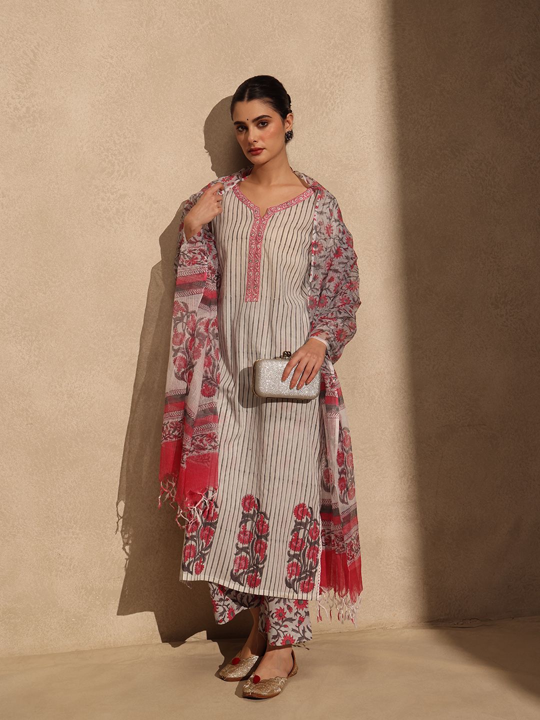 White- Pink Lining Suit