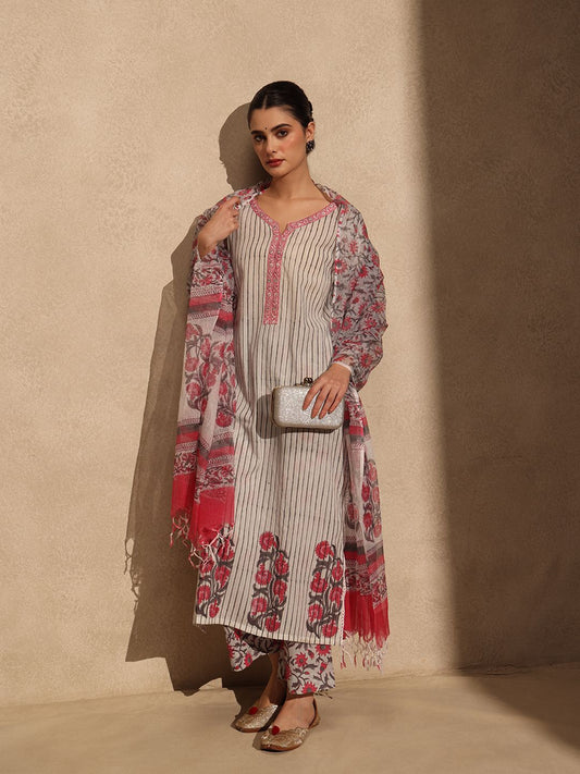 White- Pink Lining Suit