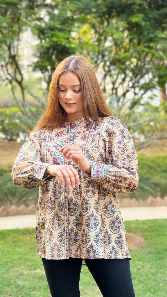 Beige Chanderi Shirt