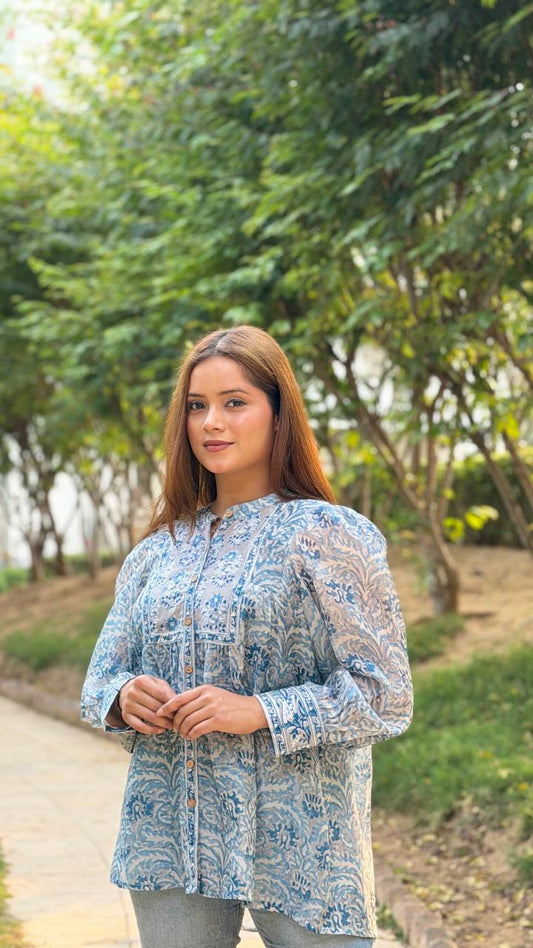 Sky Blue Chanderi Shirt