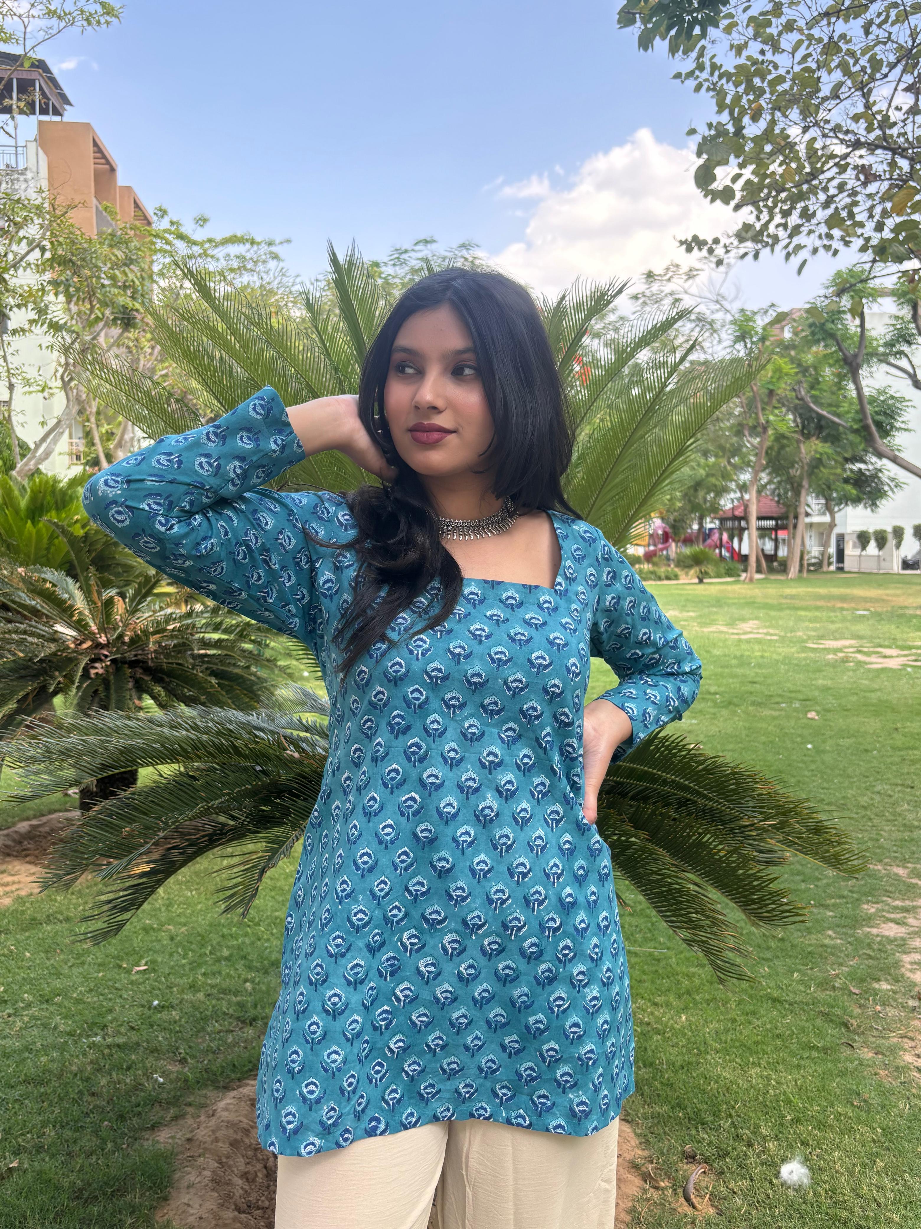 Blue Corset Short Kurti