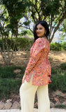 Peach Floral Corset Short Kurti