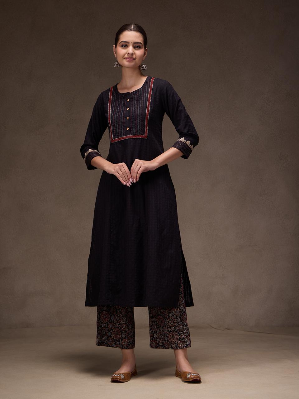 Black Soild Set (Black Ajrak)